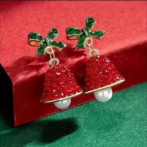 Christmas Jingle Bell Dangle Stud Earrings